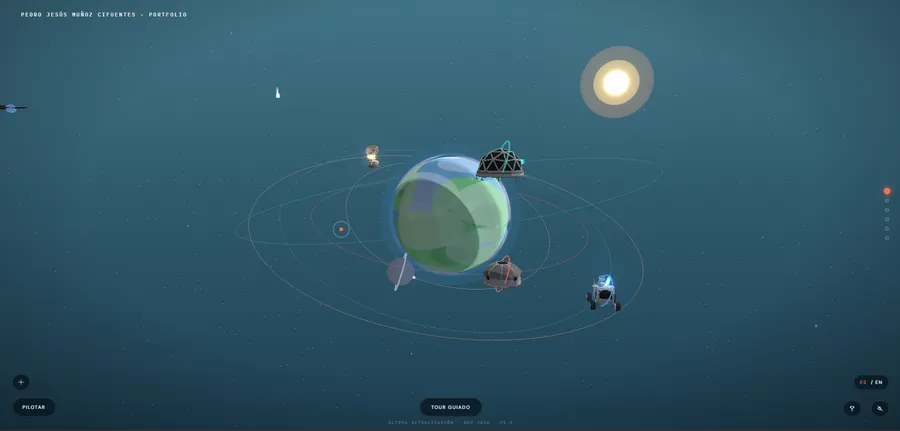 Portfolio 3D: recorrido en nave entre planetas